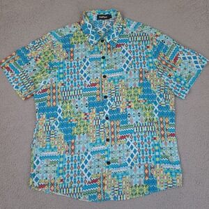 VatPave Hawaiian Shirt Mens Large‎ Casual Button Down Short Sleeve Colorful